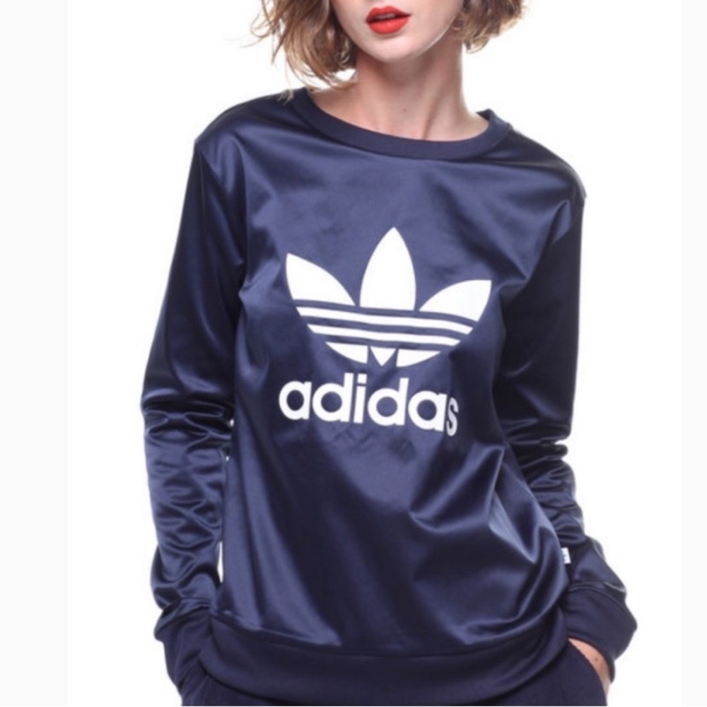 NWOT Adidas Vintage Inspired Shiny Top - Picture 2 of 9